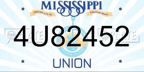 4U82452 Mississippi License Plate