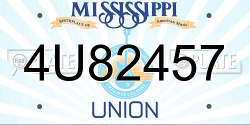 4U82457 Mississippi License Plate