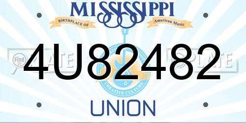 4U82482 Mississippi License Plate
