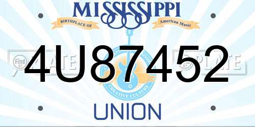 4U87452 Mississippi License Plate