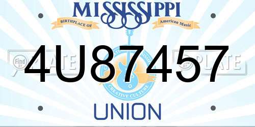 4U87457 Mississippi License Plate