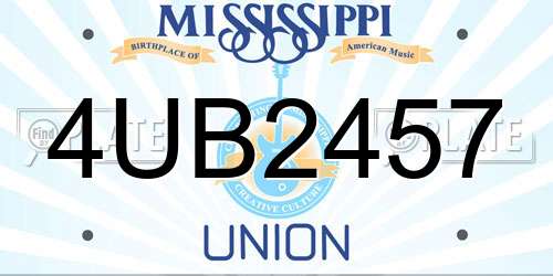 4UB2457 Mississippi License Plate