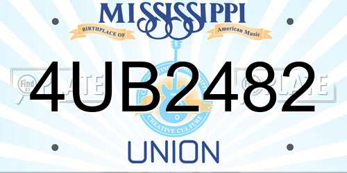 4UB2482 Mississippi License Plate