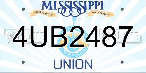 4UB2487 Mississippi License Plate