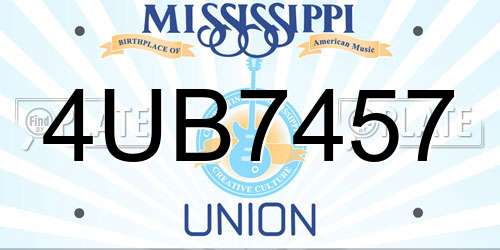 4UB7457 Mississippi License Plate