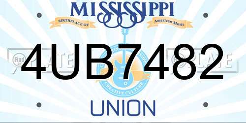 4UB7482 Mississippi License Plate