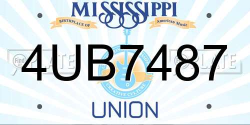 4UB7487 Mississippi License Plate