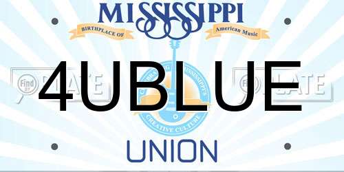 4UBLUE Mississippi License Plate