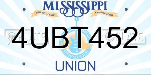 4UBT452 Mississippi License Plate
