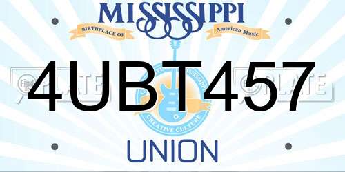 4UBT457 Mississippi License Plate