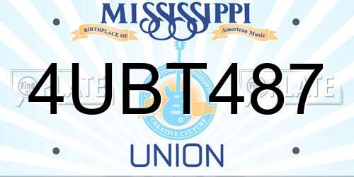 4UBT487 Mississippi License Plate