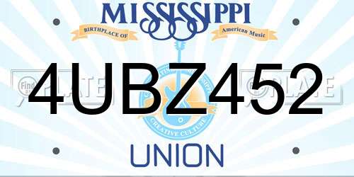 4UBZ452 Mississippi License Plate