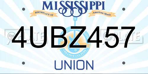 4UBZ457 Mississippi License Plate