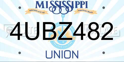 4UBZ482 Mississippi License Plate