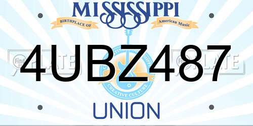 4UBZ487 Mississippi License Plate