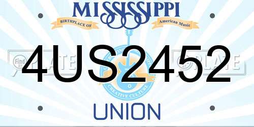 4US2452 Mississippi License Plate