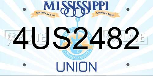 4US2482 Mississippi License Plate
