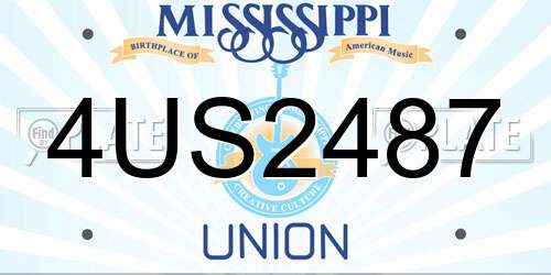4US2487 Mississippi License Plate