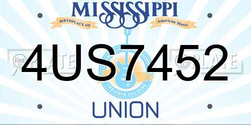 4US7452 Mississippi License Plate