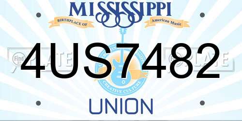 4US7482 Mississippi License Plate