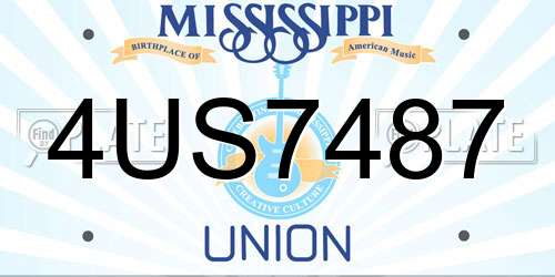 4US7487 Mississippi License Plate