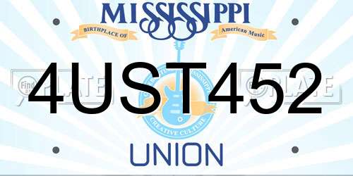 4UST452 Mississippi License Plate