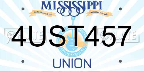 4UST457 Mississippi License Plate