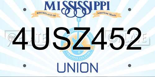 4USZ452 Mississippi License Plate