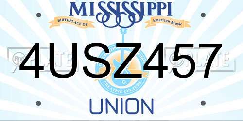 4USZ457 Mississippi License Plate
