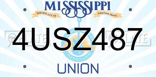 4USZ487 Mississippi License Plate