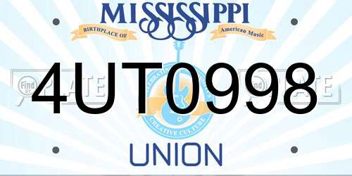 4UT0998 Mississippi License Plate