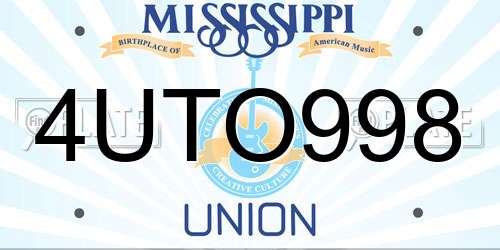4UTO998 Mississippi License Plate