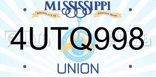 4UTQ998 Mississippi License Plate