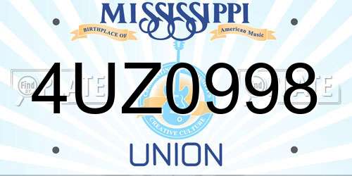 4UZ0998 Mississippi License Plate