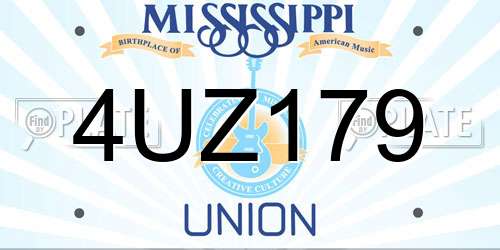 4UZ179 Mississippi License Plate