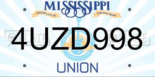4UZD998 Mississippi License Plate