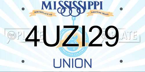 4UZI29 Mississippi License Plate