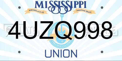 4UZQ998 Mississippi License Plate