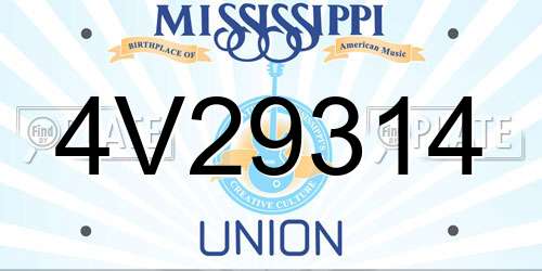 4V29314 Mississippi License Plate