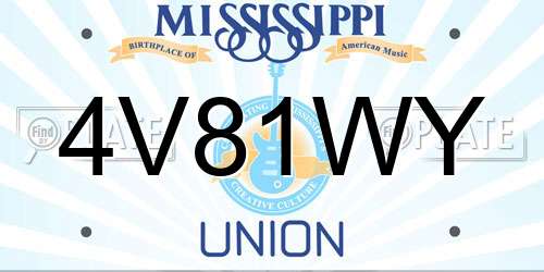 4V81WY Mississippi License Plate