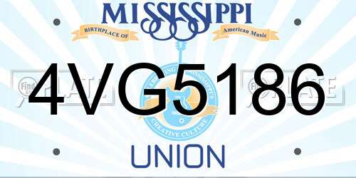 4VG5186 Mississippi License Plate