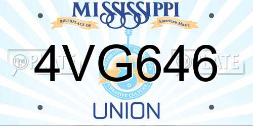 4VG646 Mississippi License Plate