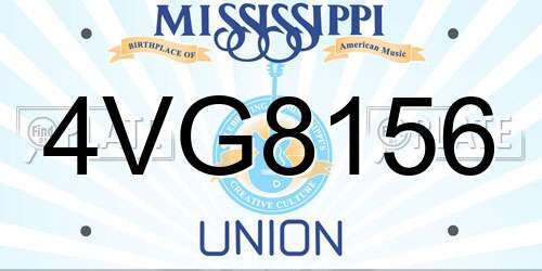 4VG8156 Mississippi License Plate