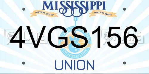 4VGS156 Mississippi License Plate