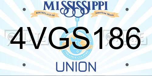 4VGS186 Mississippi License Plate