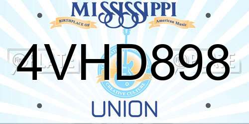 4VHD898 Mississippi License Plate
