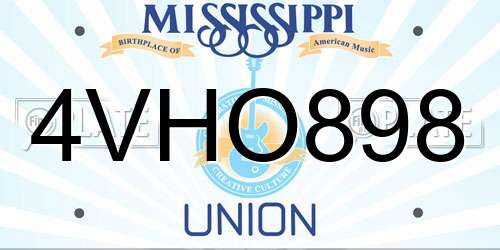 4VHO898 Mississippi License Plate