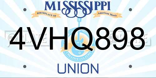 4VHQ898 Mississippi License Plate
