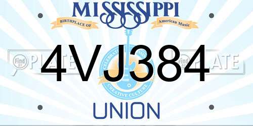 4VJ384 Mississippi License Plate