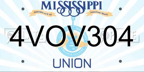 4VOV304 Mississippi License Plate